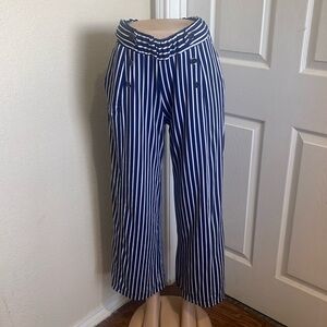 Navy Blue & White striped pants by Robert Louis
